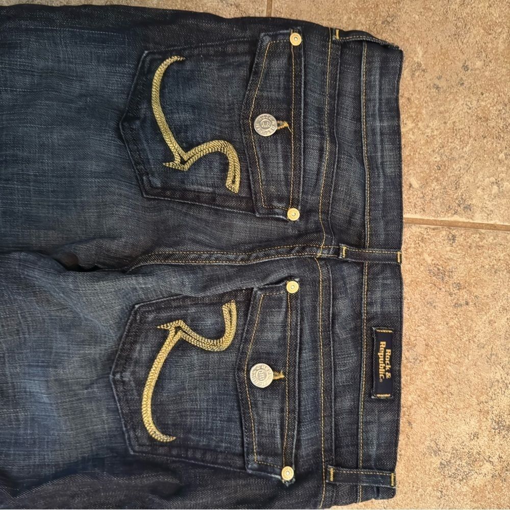 Vintage Rock & Republic Dark Blue Flare Jeans - Picture 5 of 6